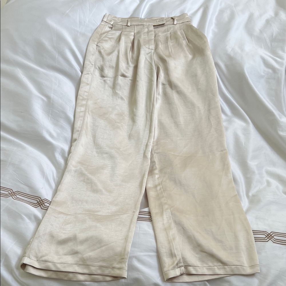 Princess Polly Cream Satin Trousers